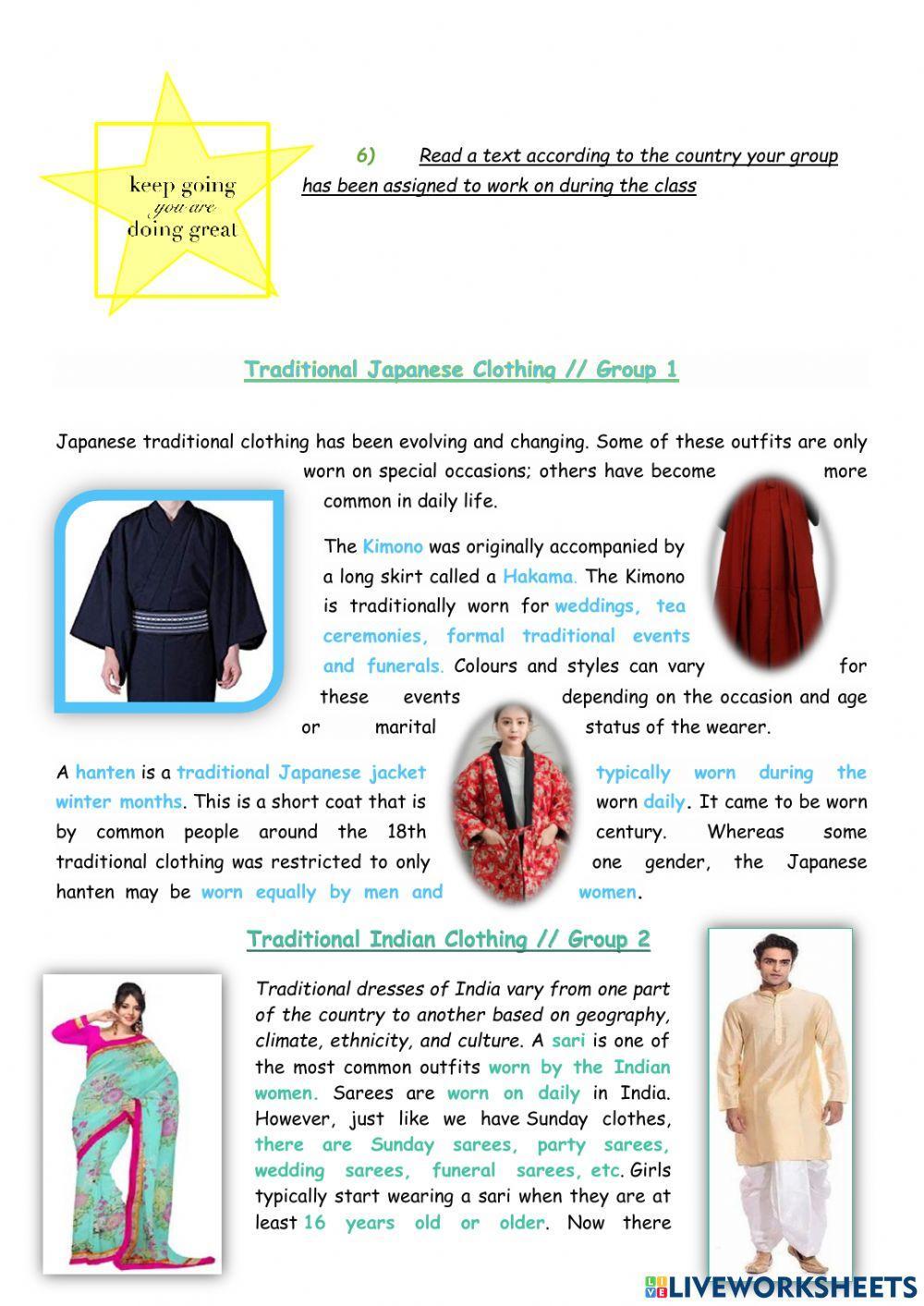 Traditional clothing around the world worksheet