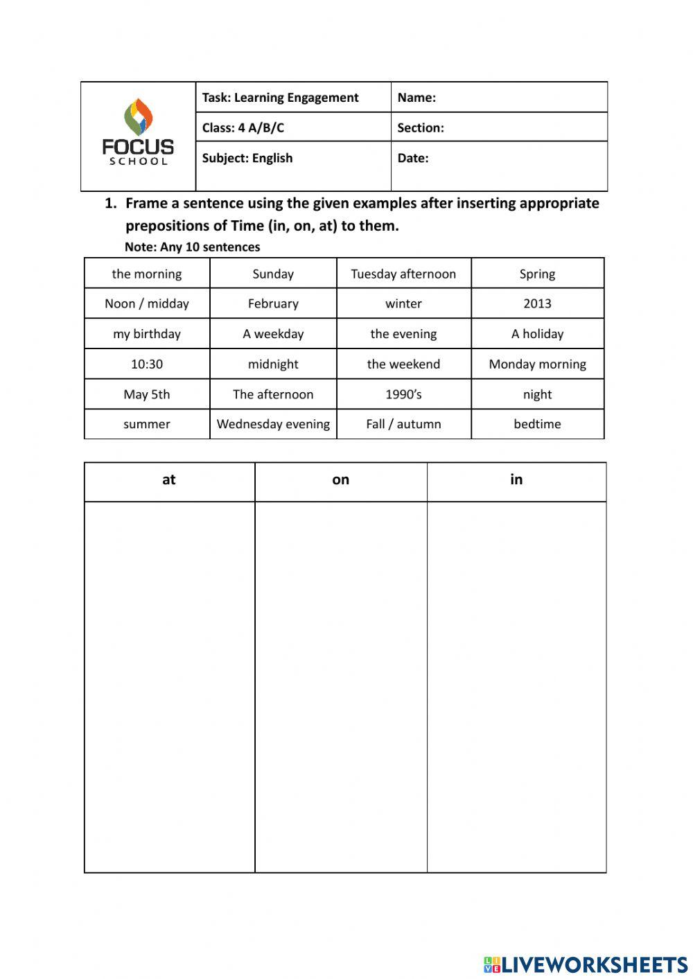 Prepositions (At, On, In)
