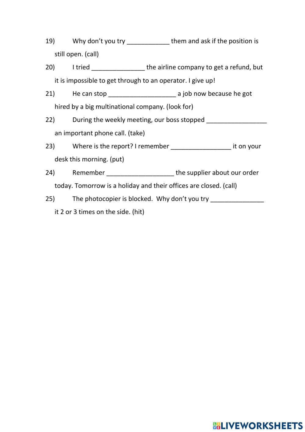 Verb tense practice sheet