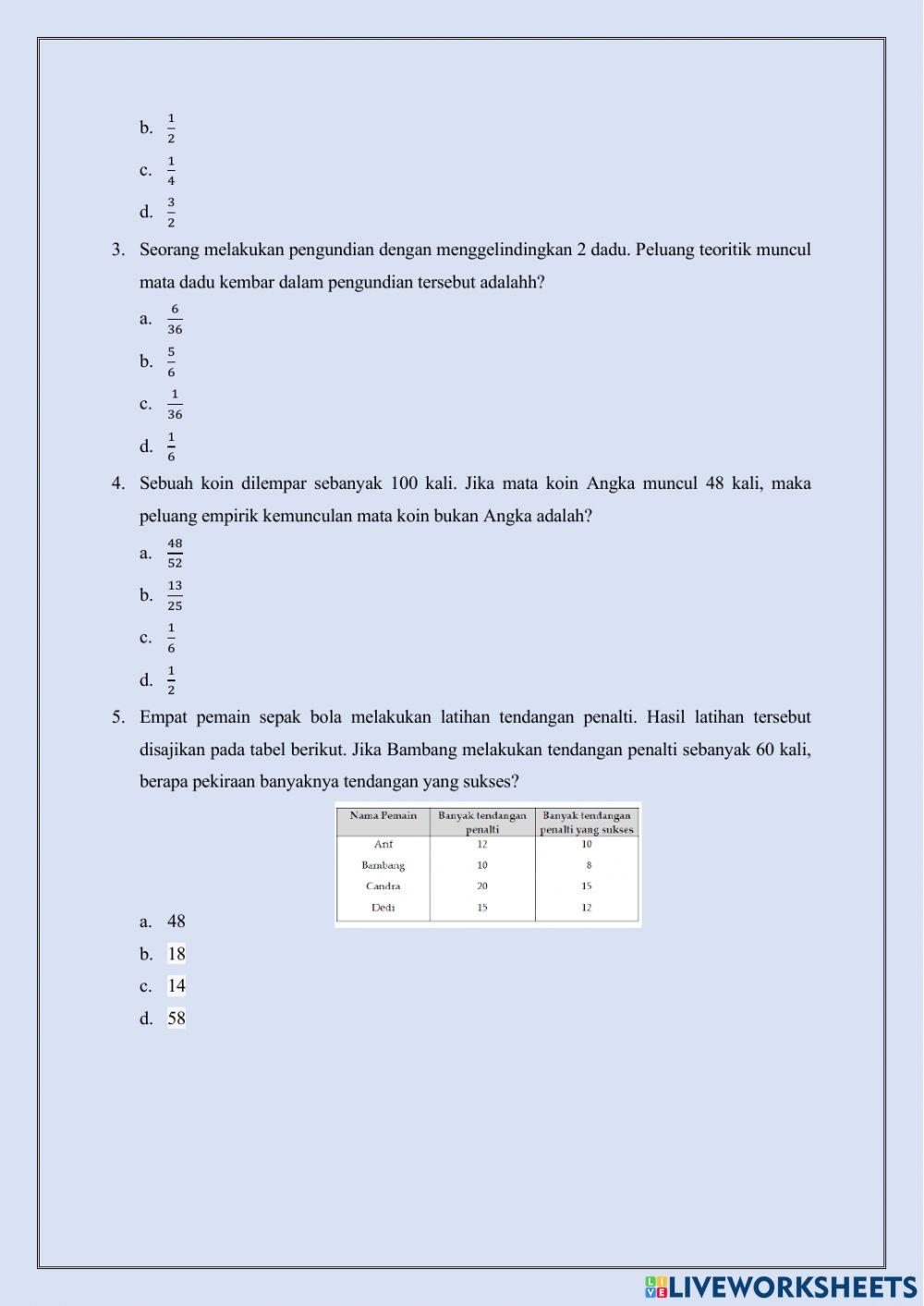 Peluang kelas viii-8