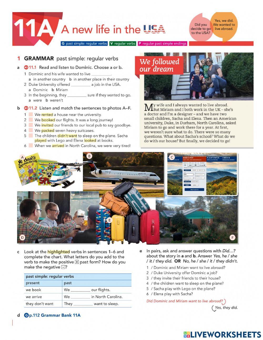 English file beginner 11a online exercise for live worksheets
