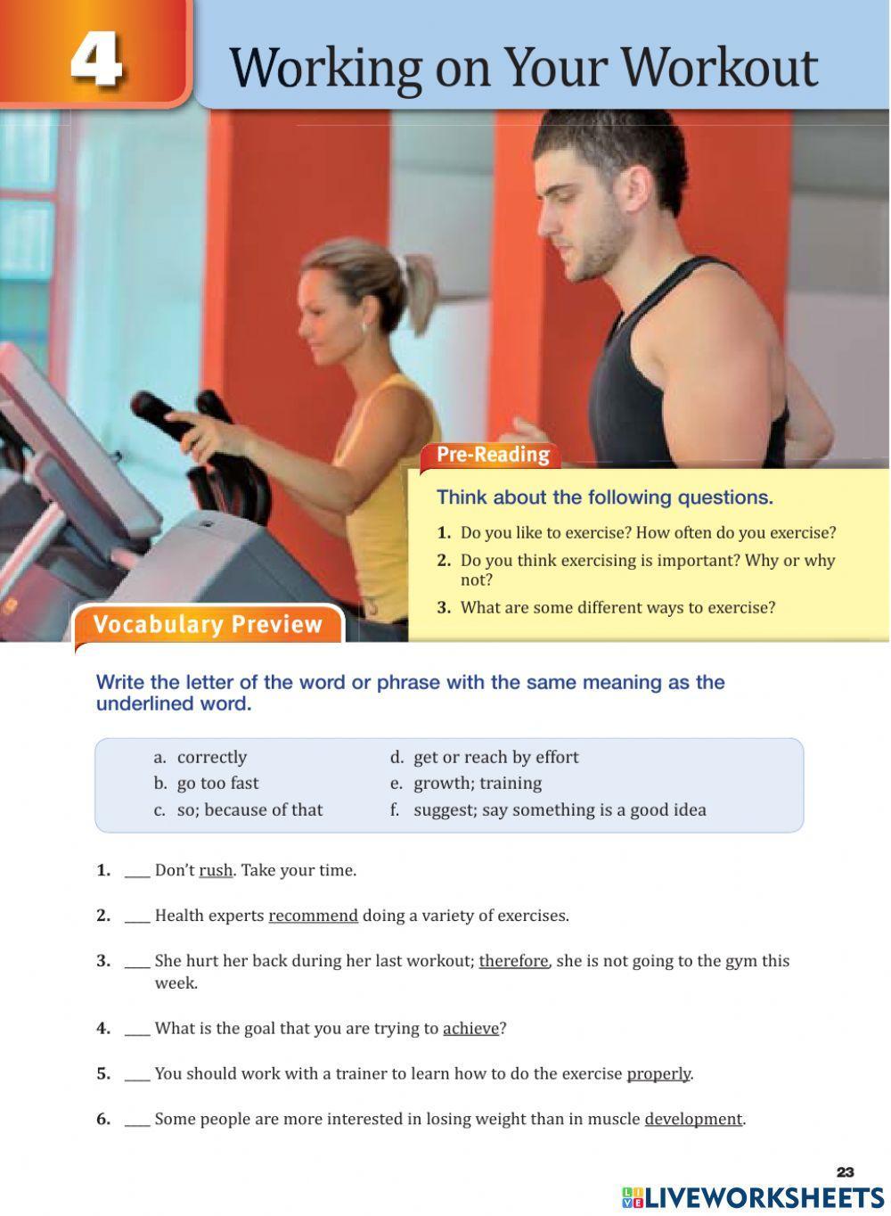 Working on Your Workout - B1 - READING CHALLENGE 3