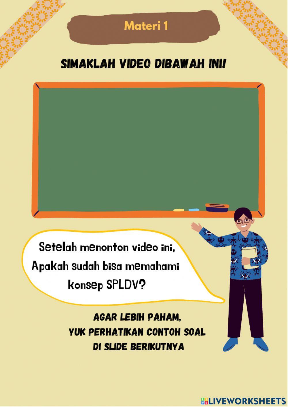 Liveworksheet KONSEP SPLDV Kelas 8 SMP
