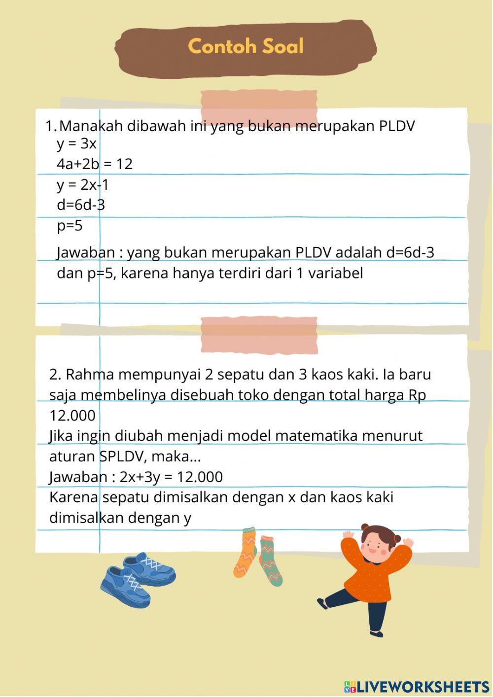 Liveworksheet KONSEP SPLDV Kelas 8 SMP