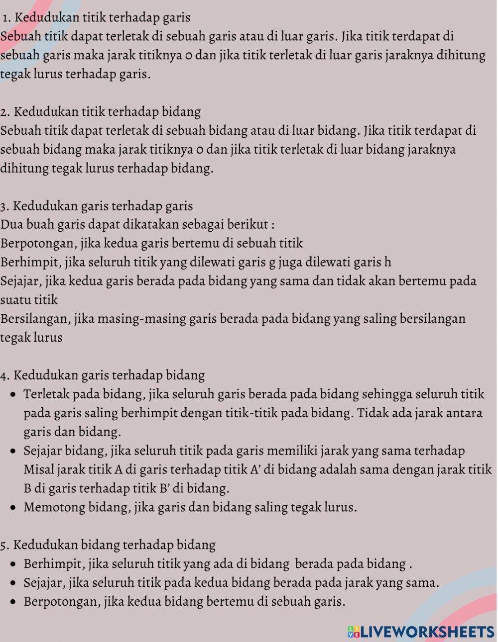 Materi Dimensi Tiga kelas 12