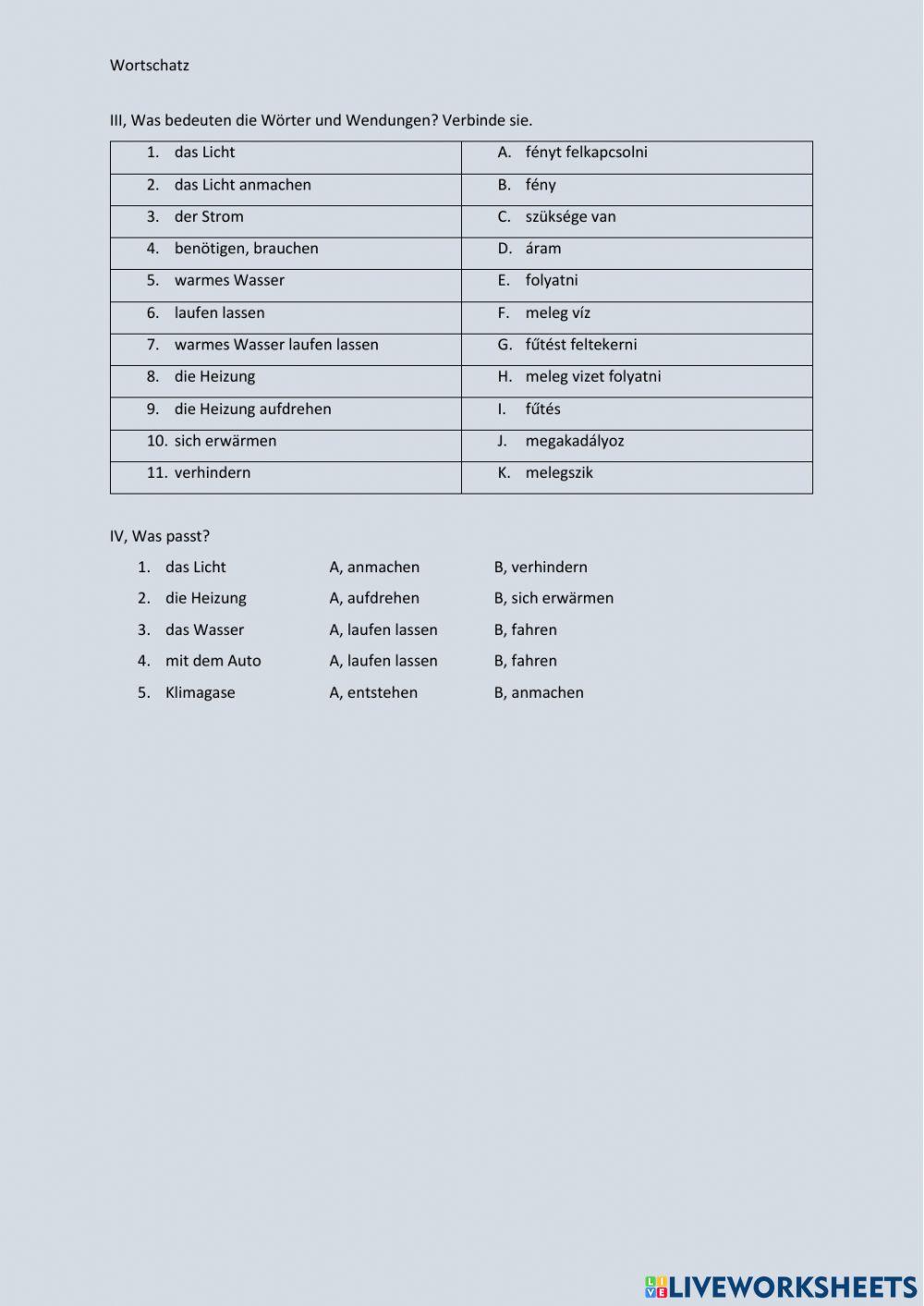 Wortschatz - Umweltschutz