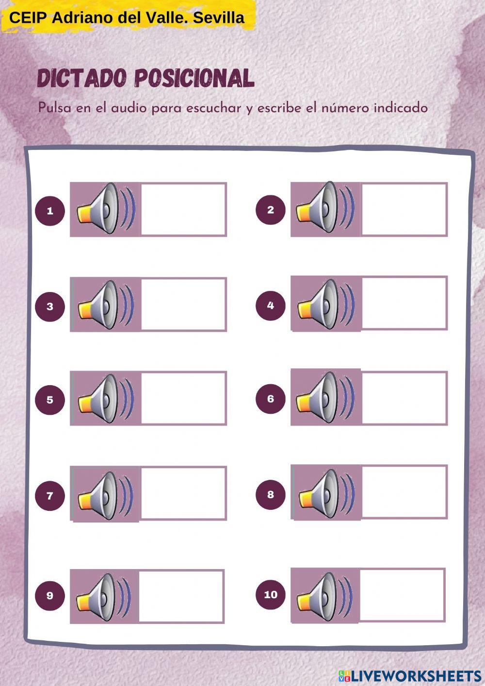 Dictado de números. Posicional1