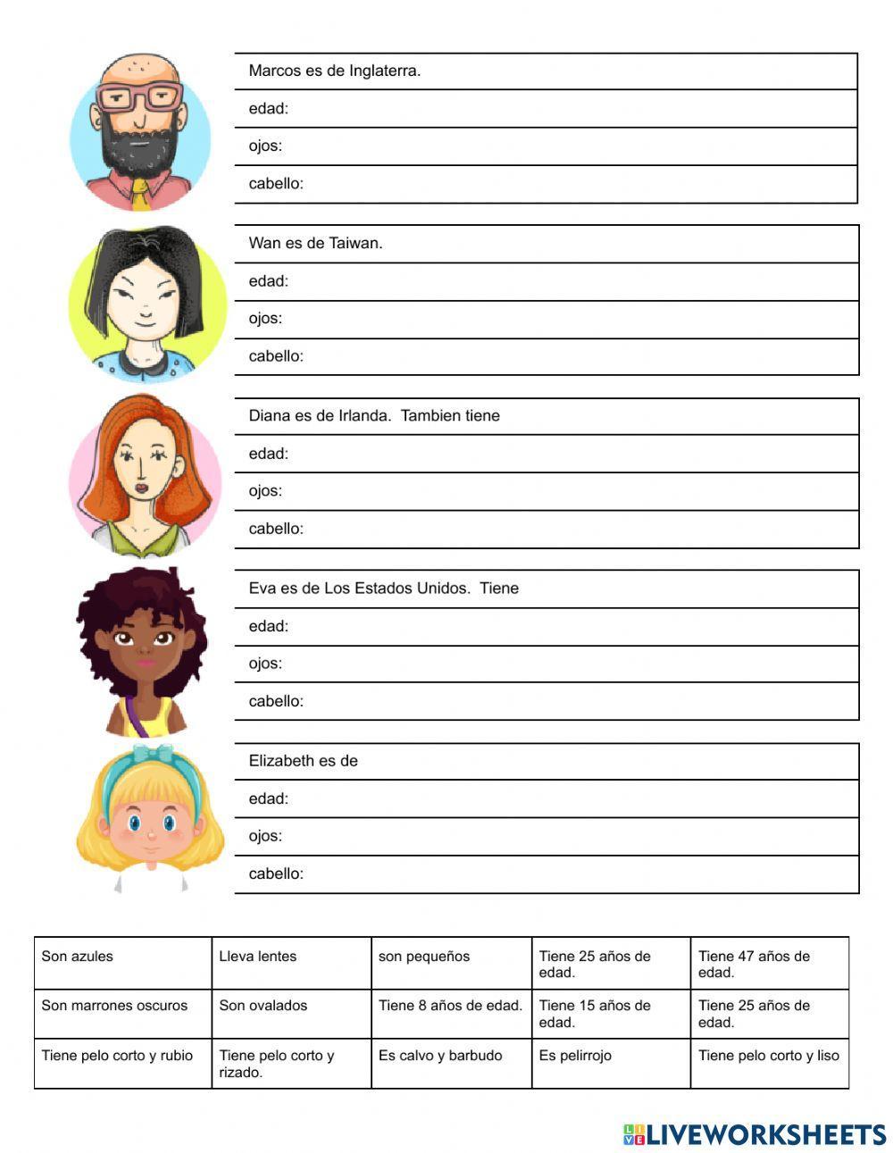 Spanish Descriptions Spanish Descriptions