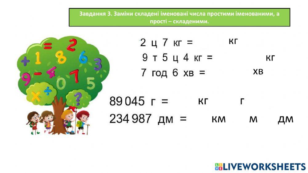 Письмові дії з іменованими числами