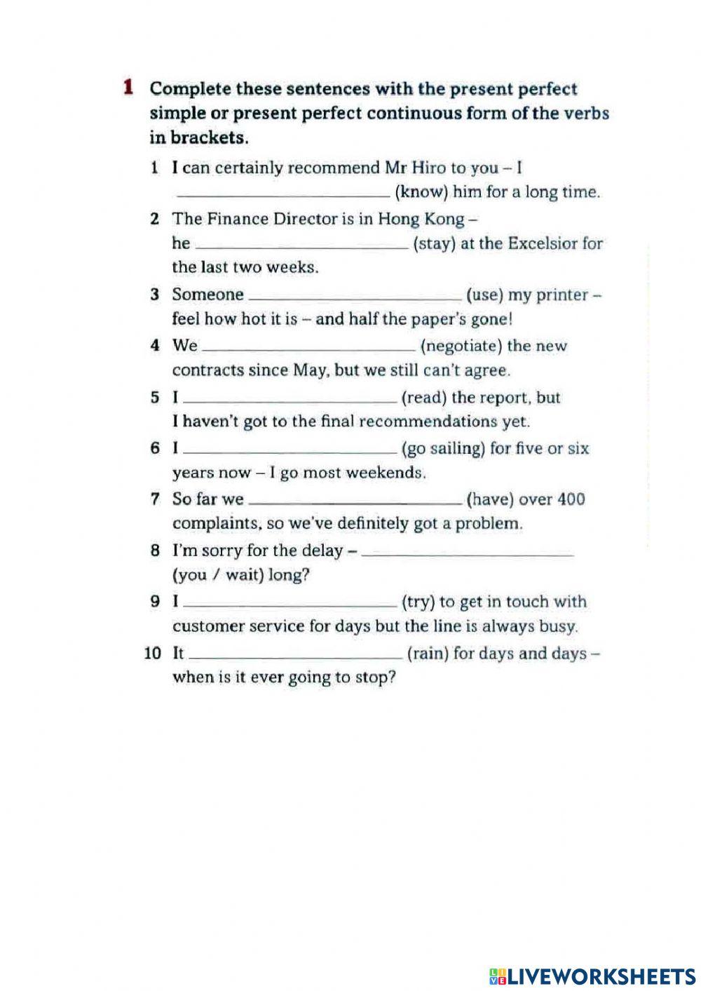 Present perfect business