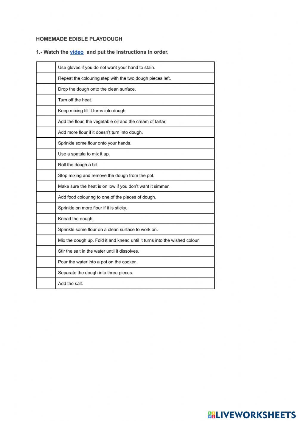 HOMEMADE PLAYDOUGH INSTRUCTIONS