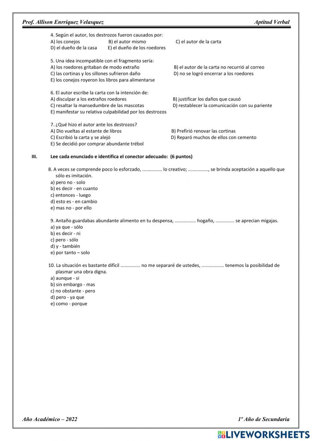 Evalaución-  aptitud verbal