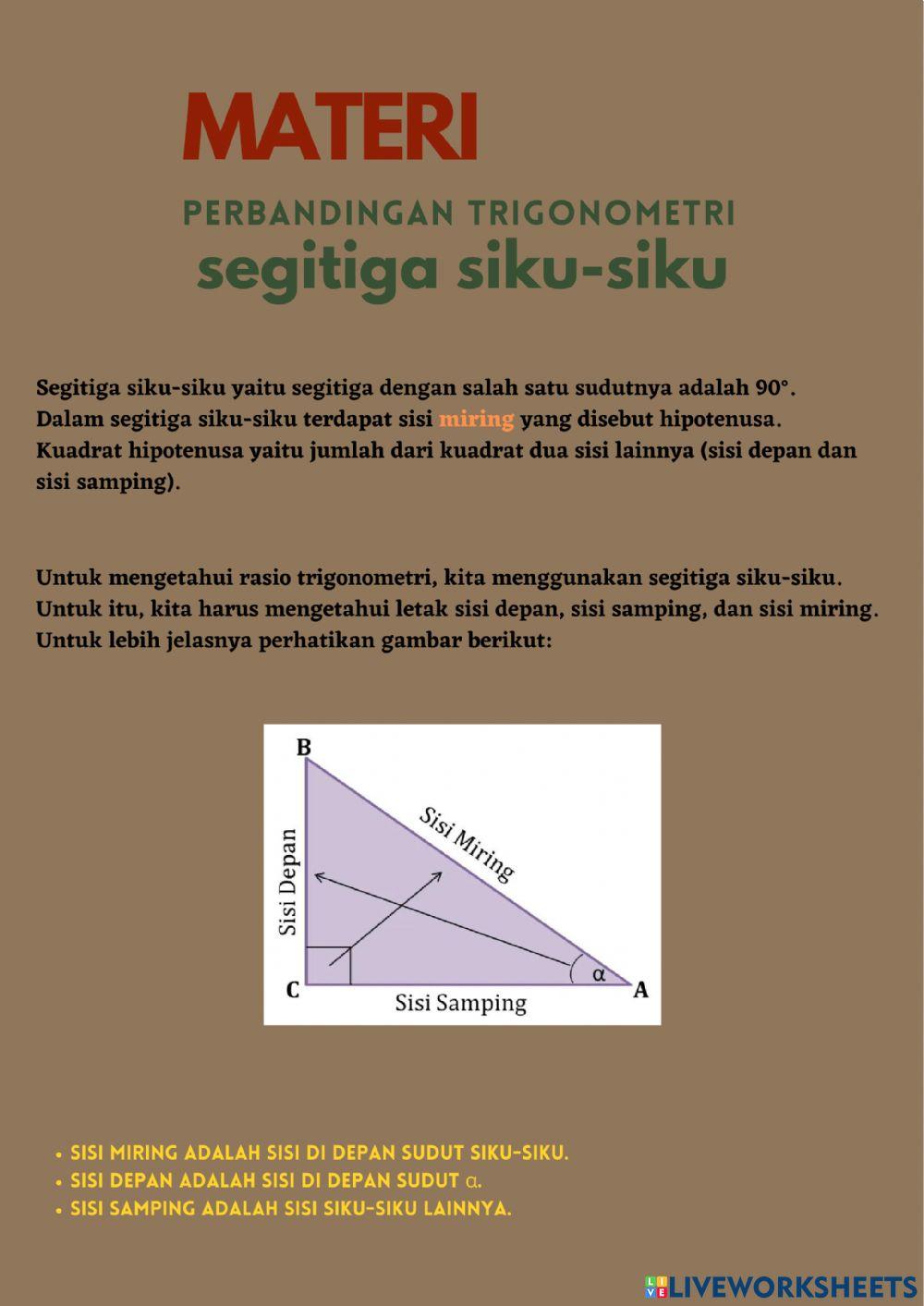 Perbandingan Trigonometri kelas 10