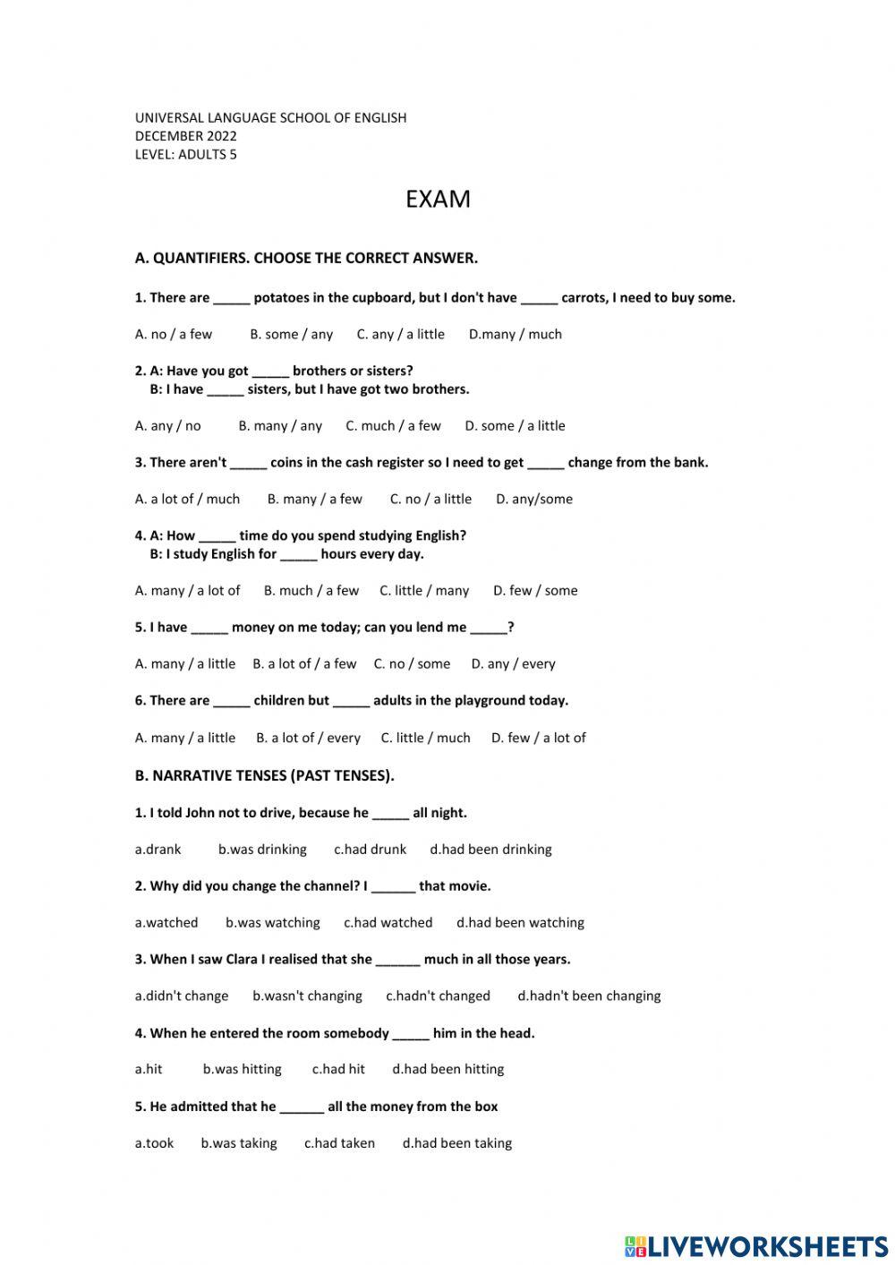 Adults 5 - exam - december 2022