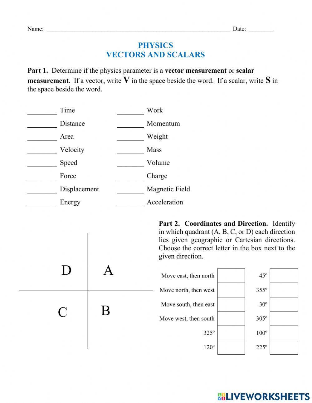 Sp2023 Vectors and Scalars Review