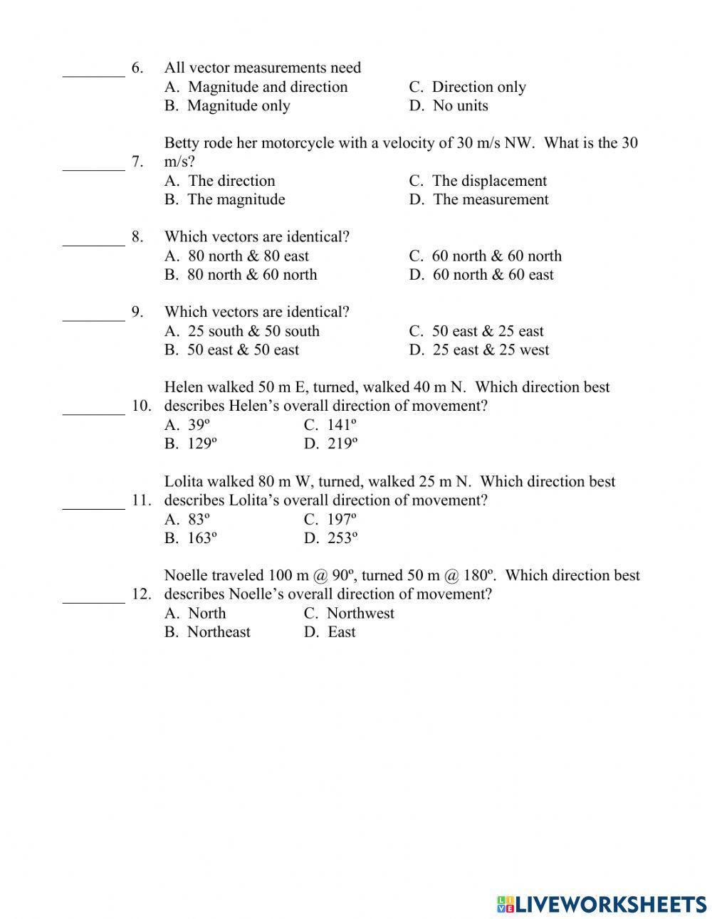 Sp2023 Vectors and Scalars Review