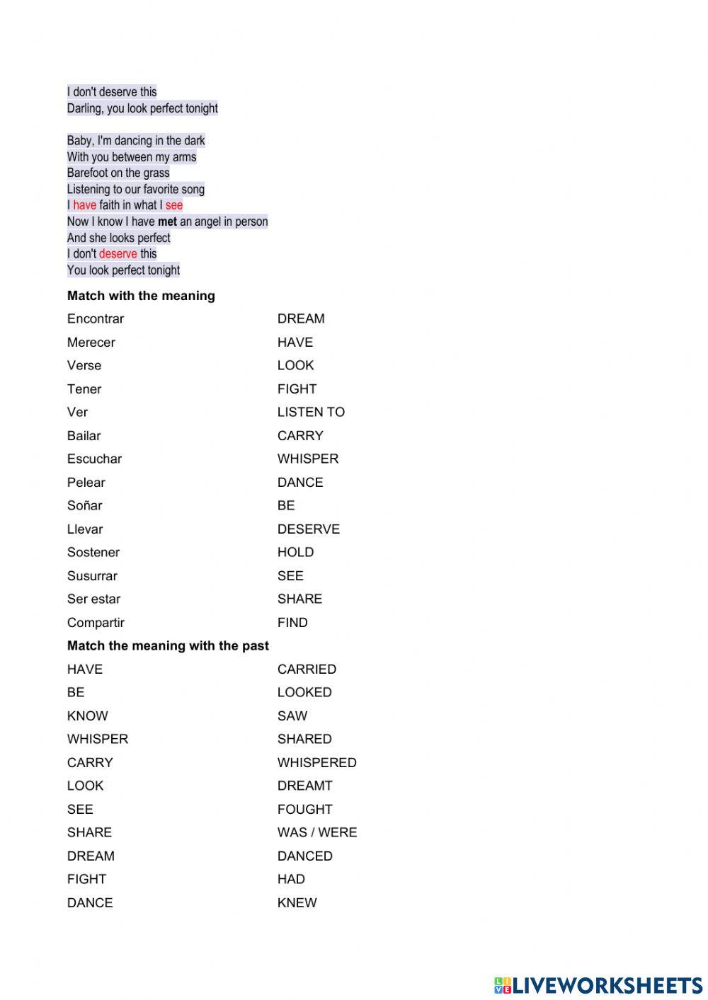 Simple past with songs
