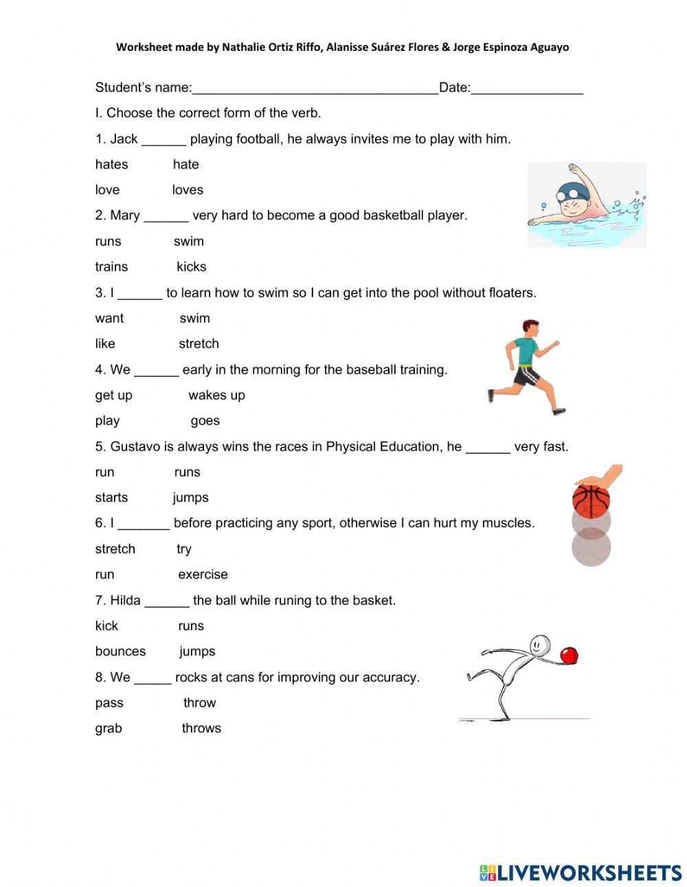 Present simple practice - Sports