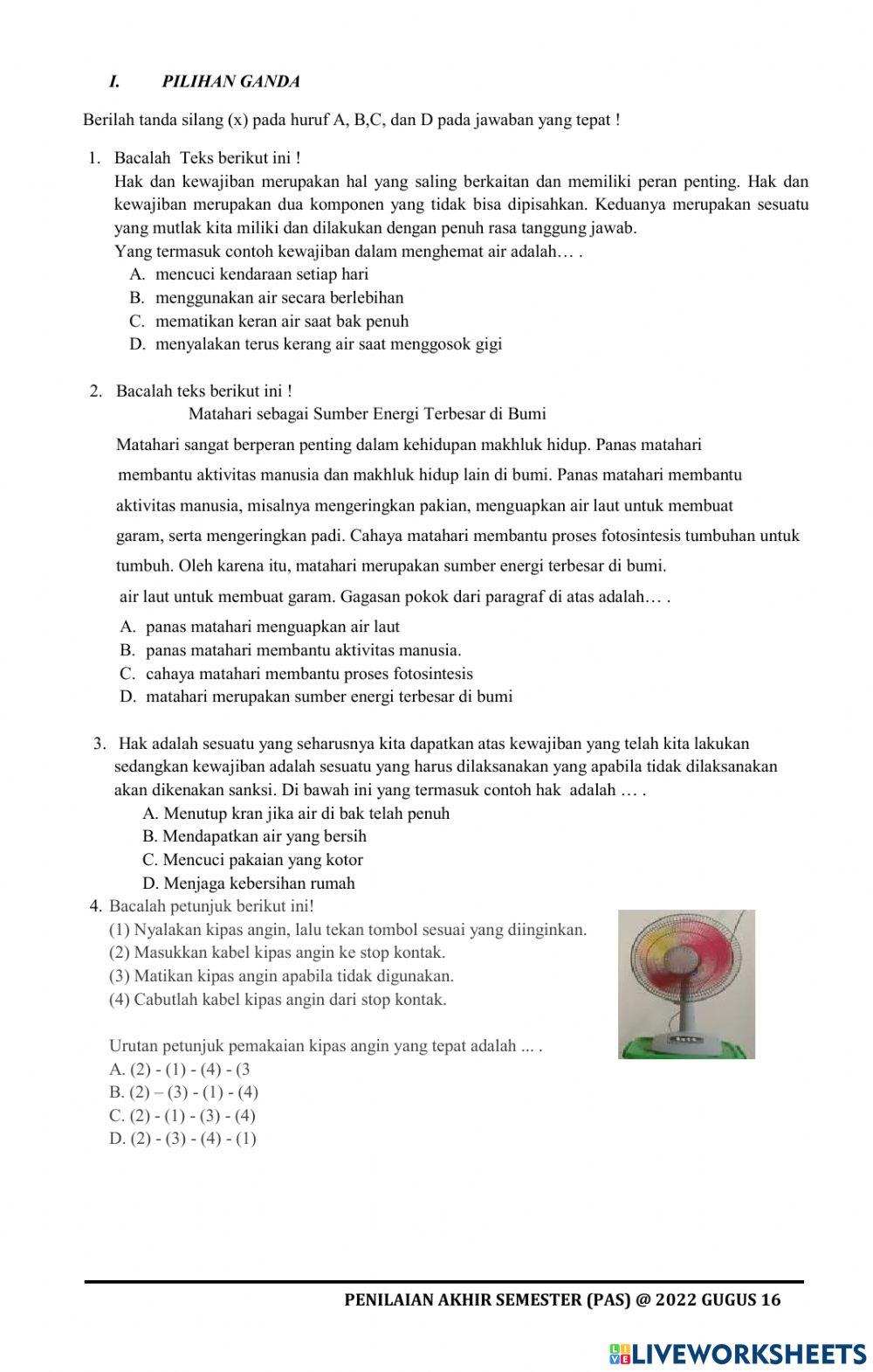 Penilaian Tengah Semester Tema 2