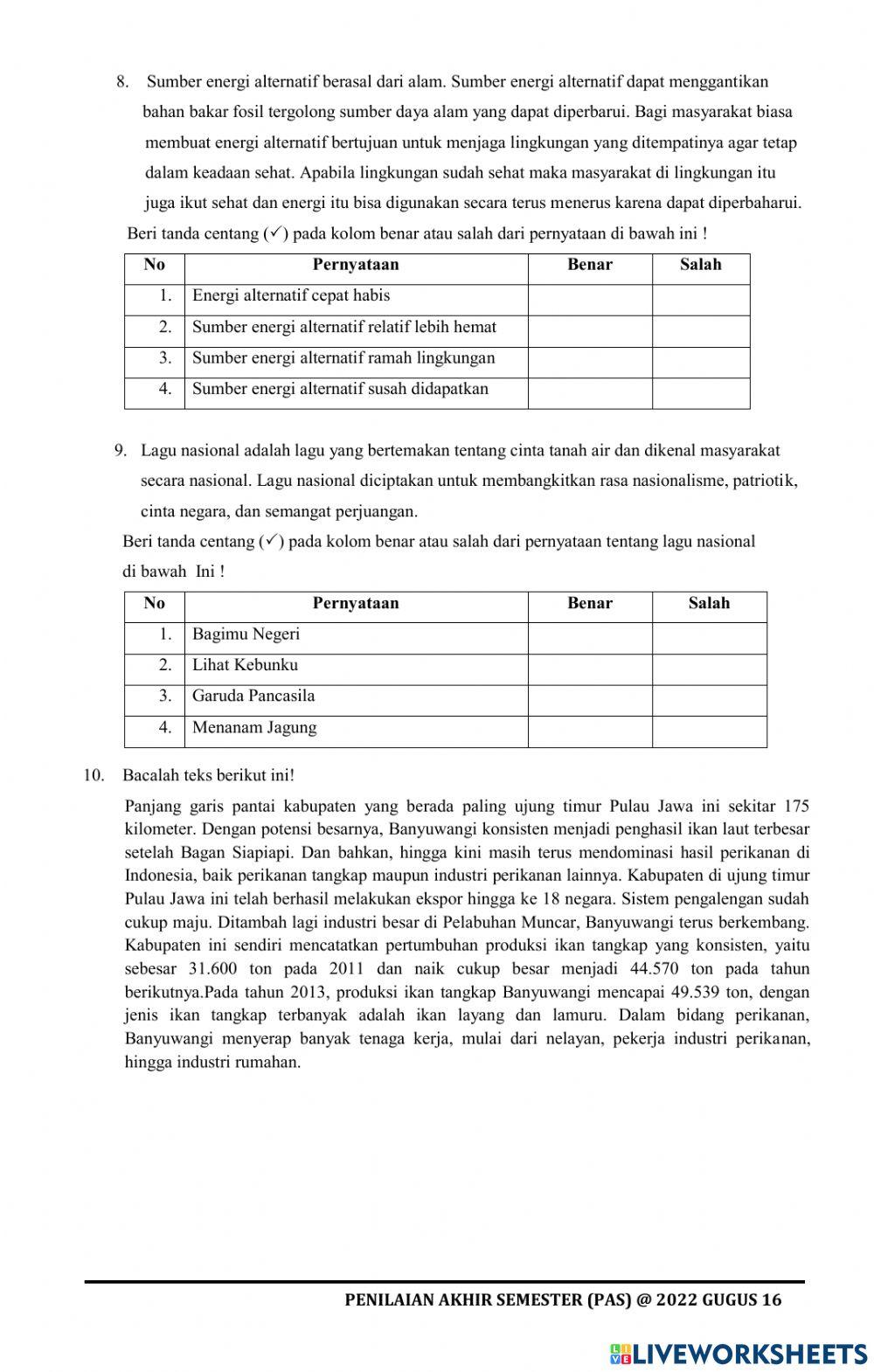 Penilaian Tengah Semester Tema 2