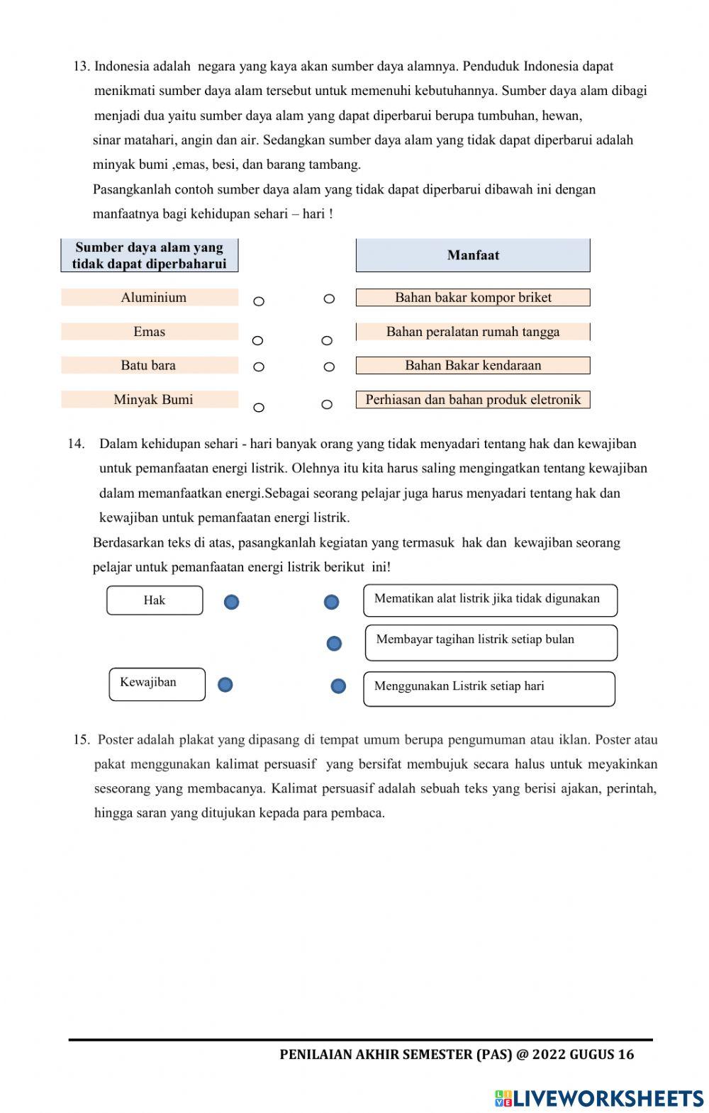 Penilaian Tengah Semester Tema 2