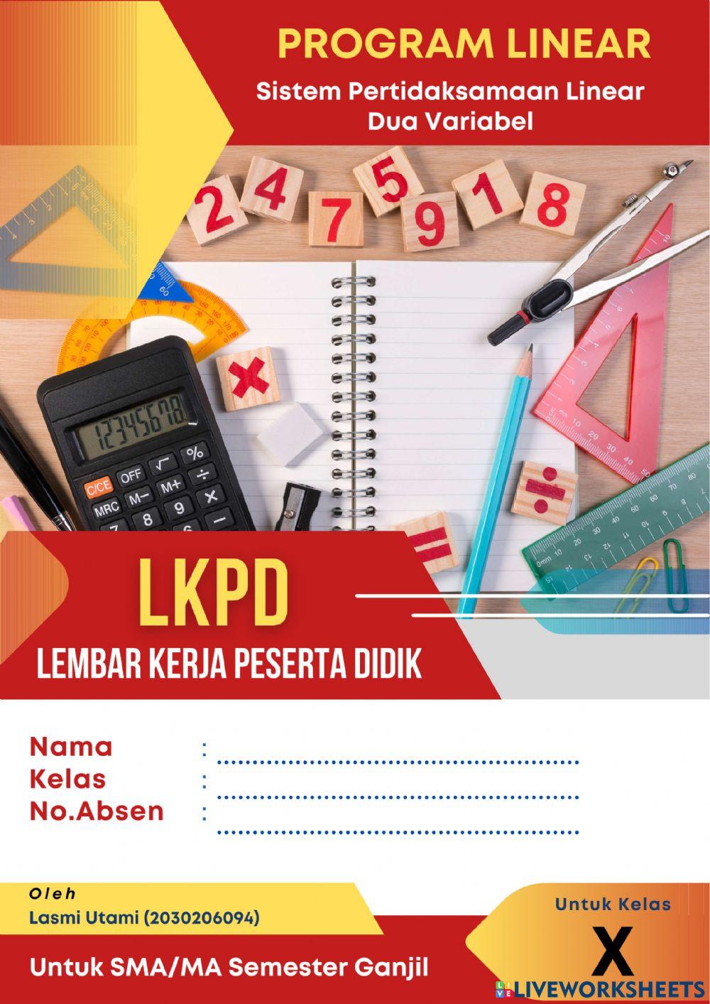 LKPD Program Linear (SPTLDV) worksheet | Live Worksheets
