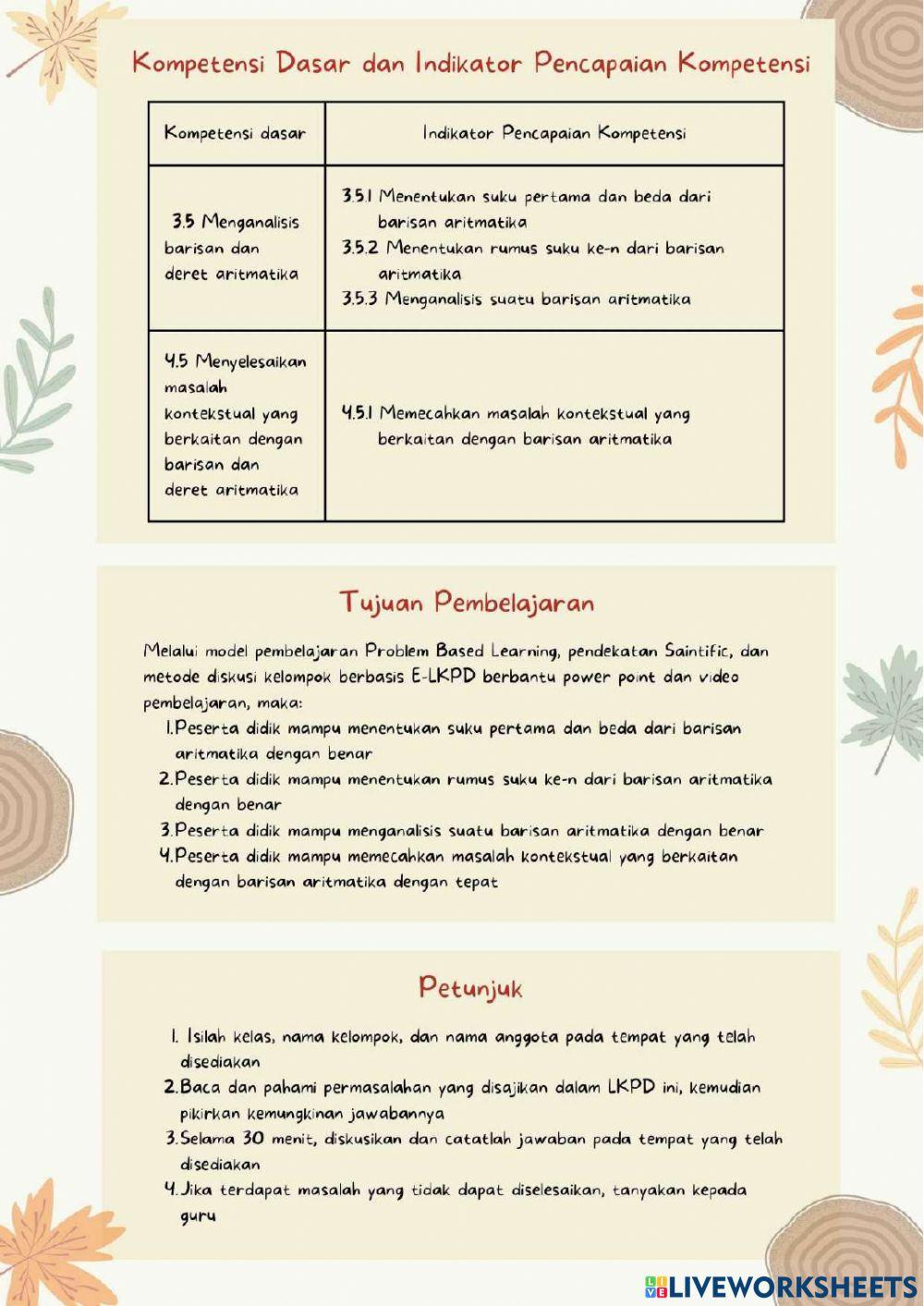 LKPD Barisan Aritmatika