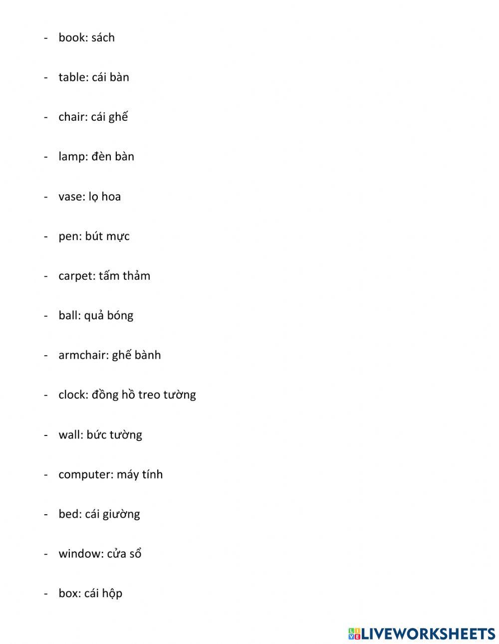 Prepositions of place - new words