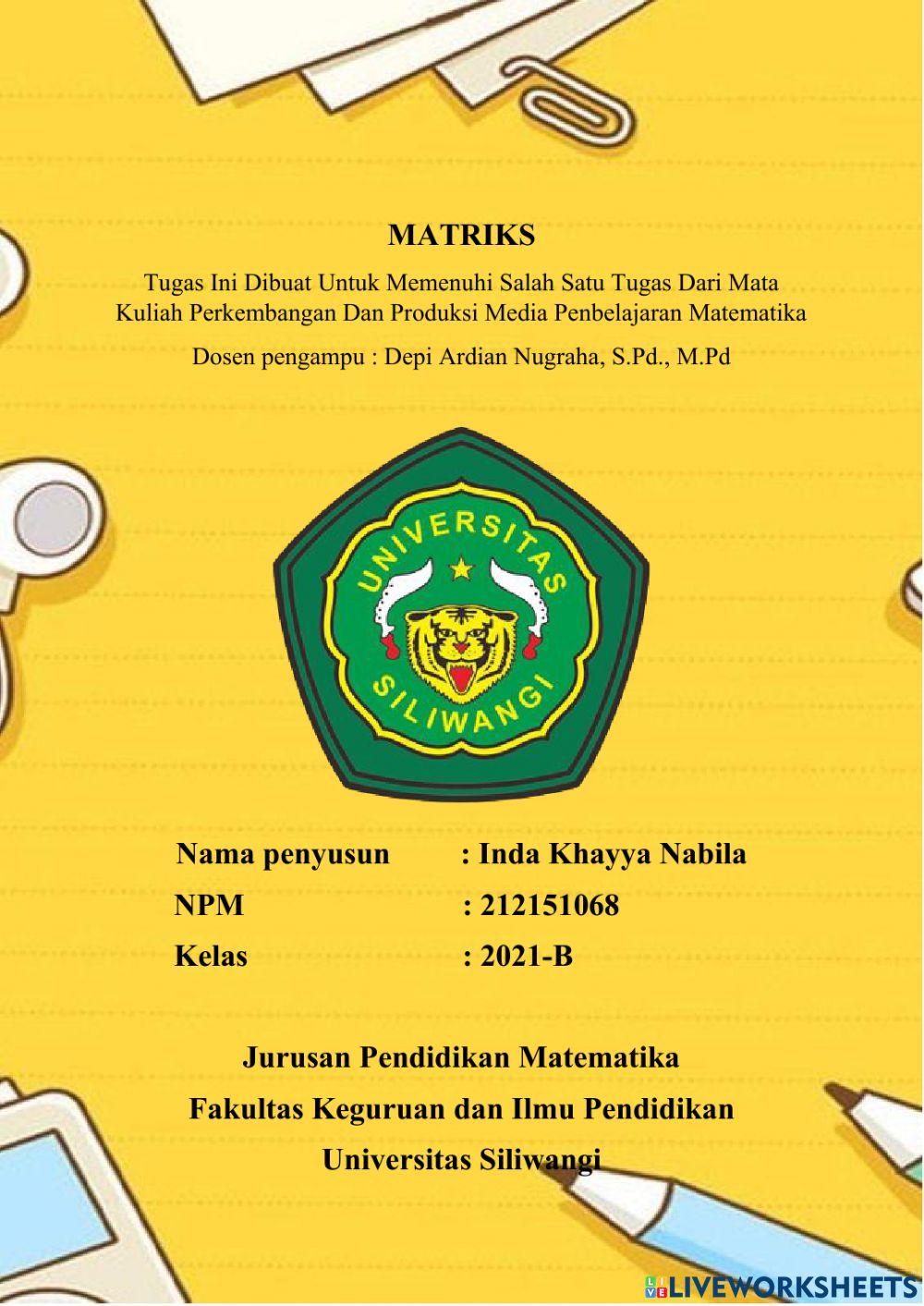 LKPD matematika kelas XI Matriks