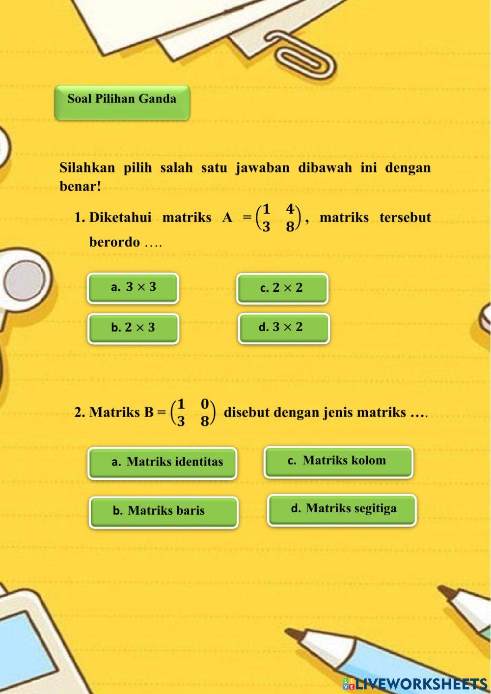 LKPD matematika kelas XI Matriks
