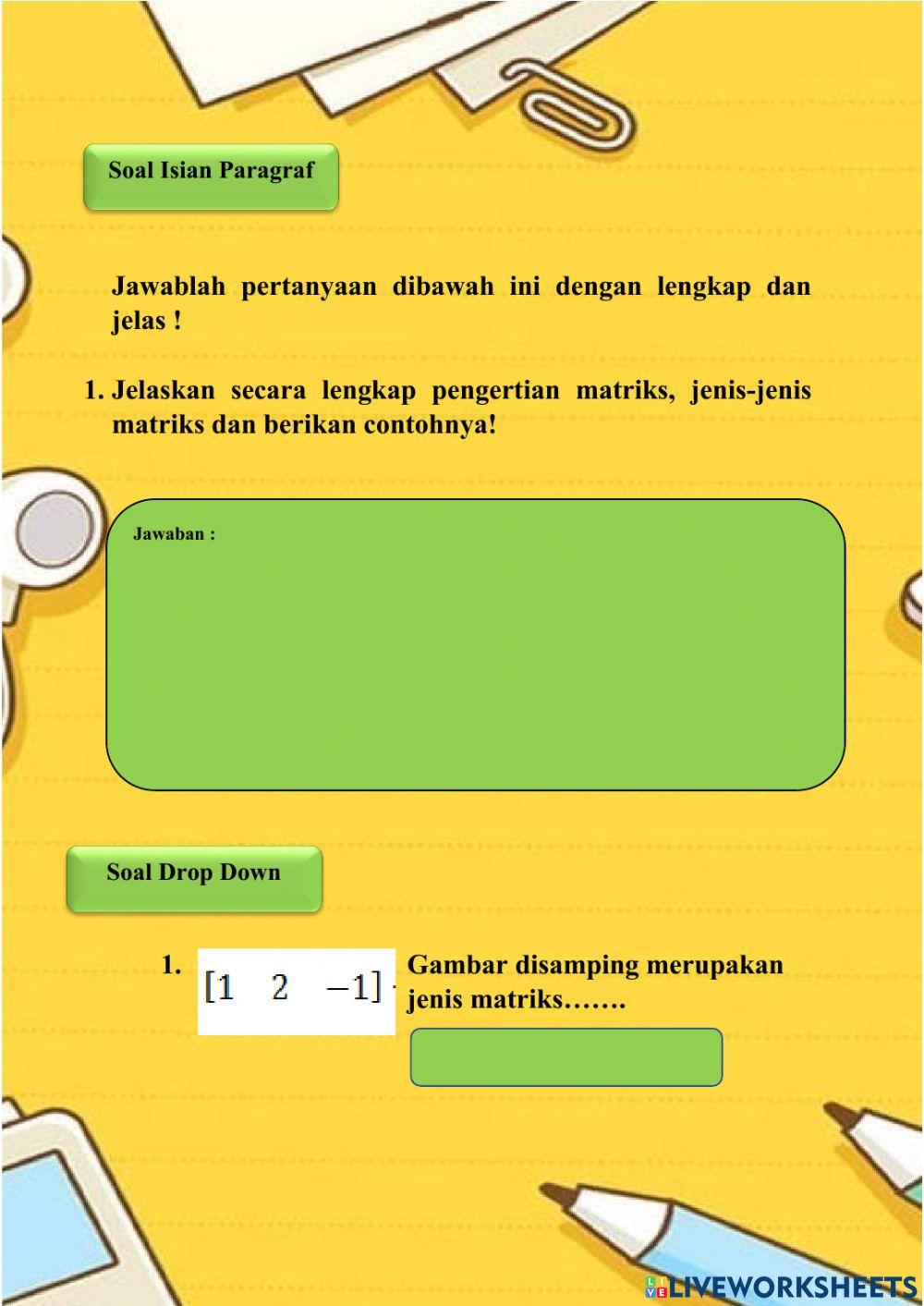 LKPD matematika kelas XI Matriks