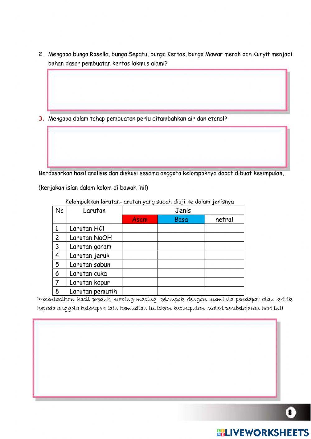 E-LKPD indikator asam basa kelas xi