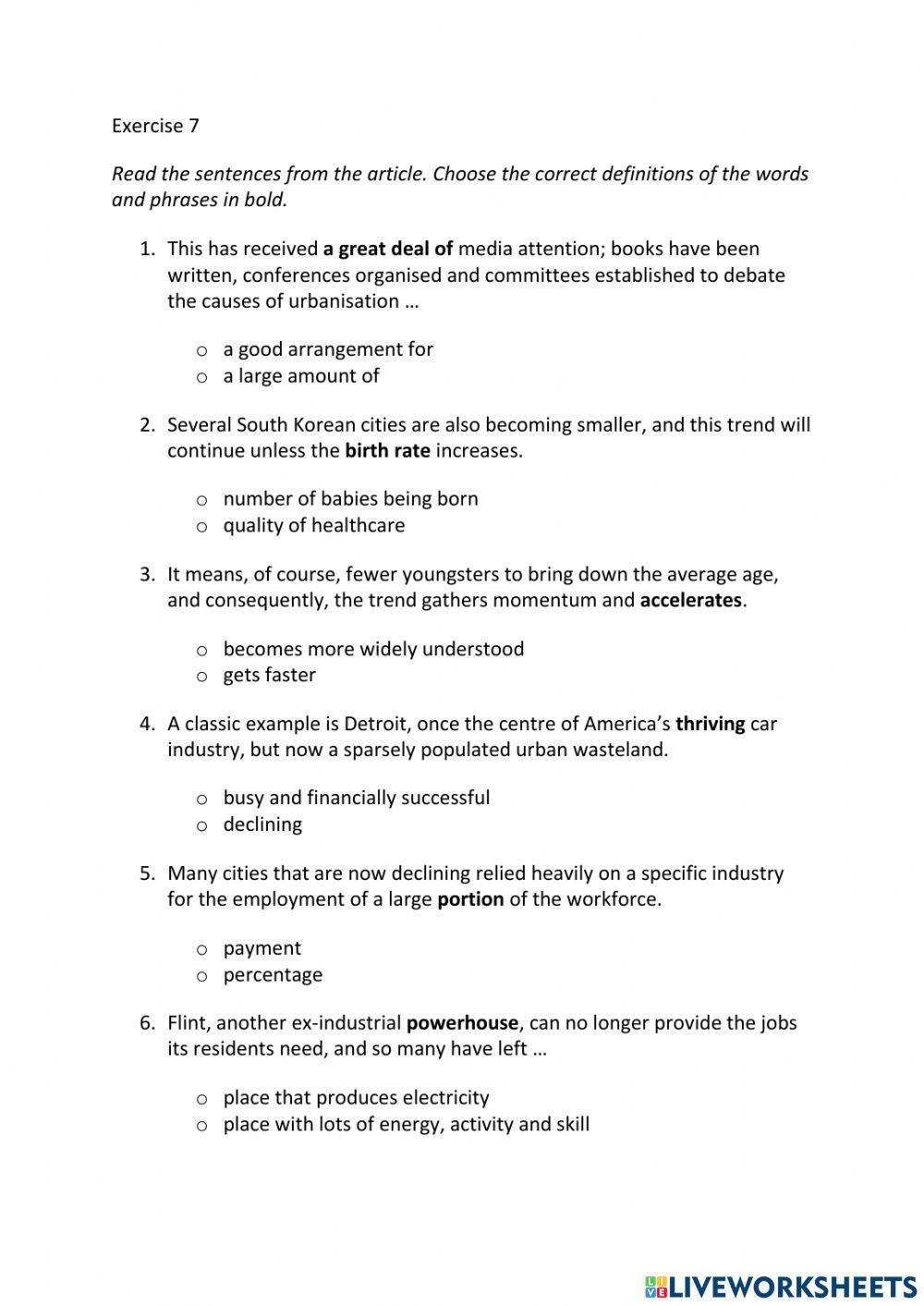 IE3, Unit 1, Reading, Exercise 7