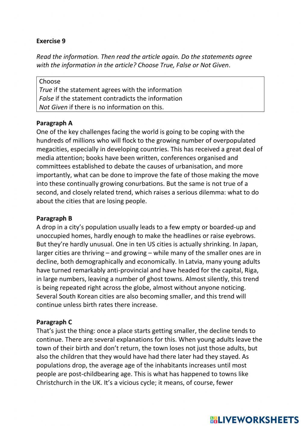IE3, Unit 1, Reading, Exercise 9