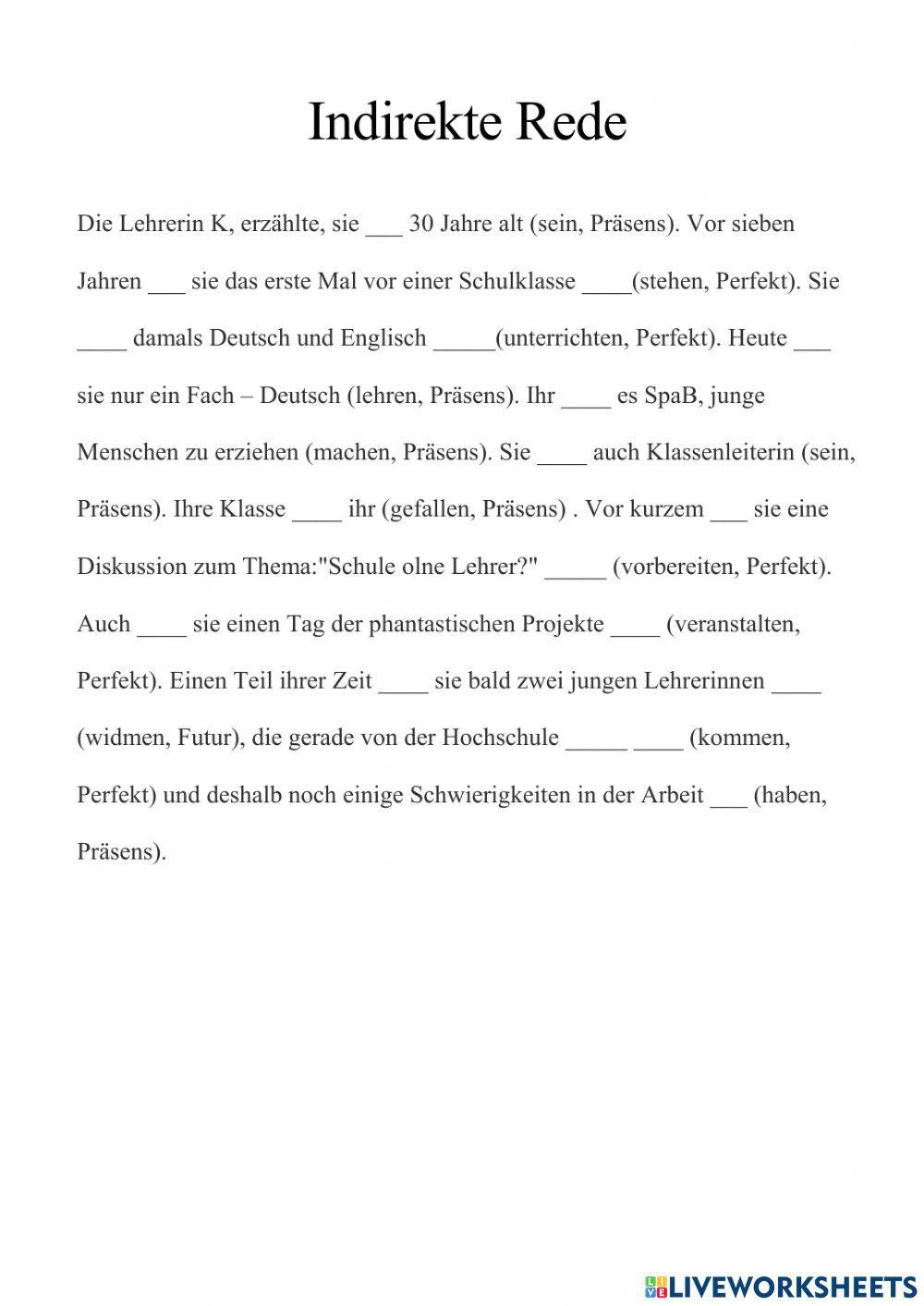 Konjunktiv I Indirekte Rede