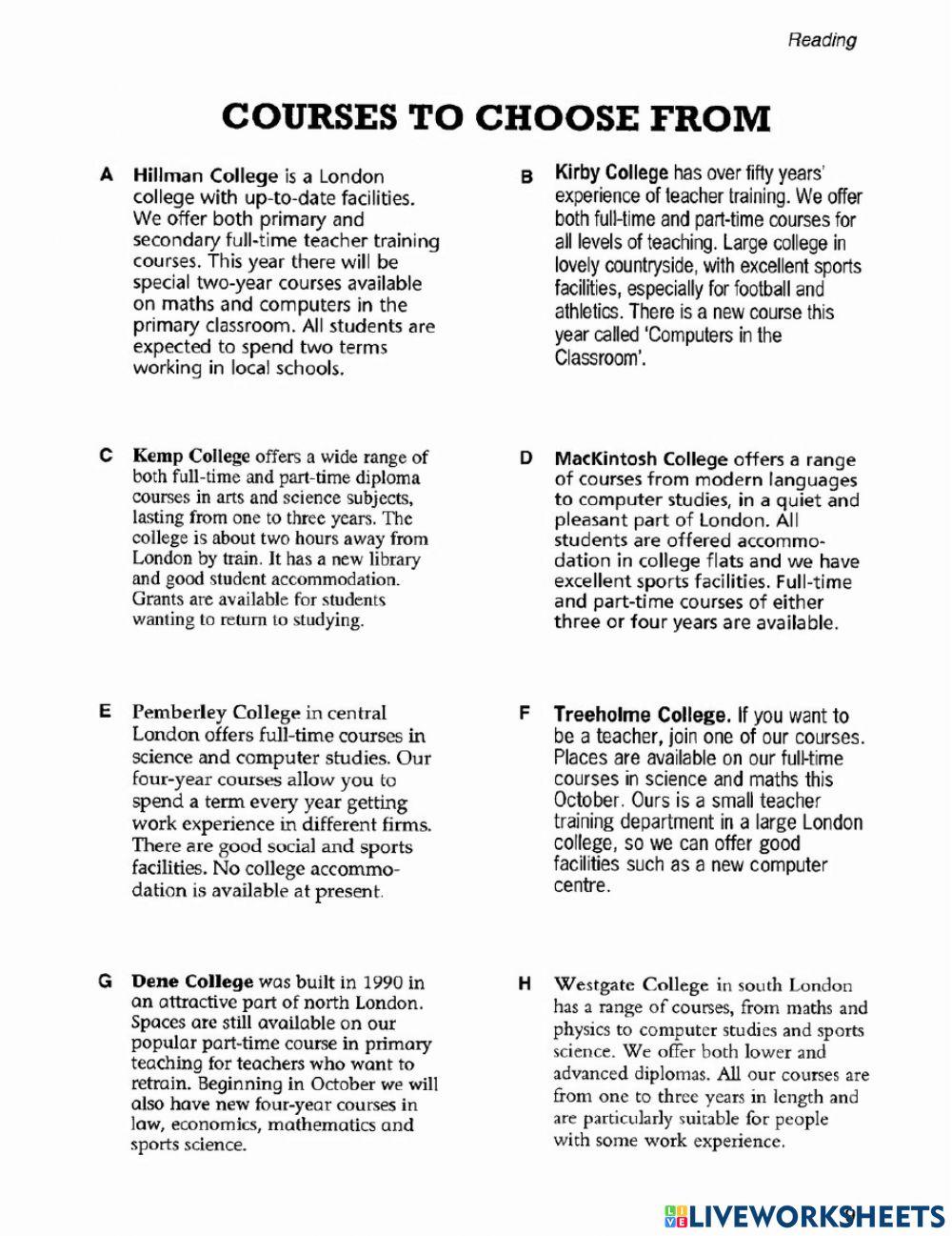 PET Exam Reading Test 1