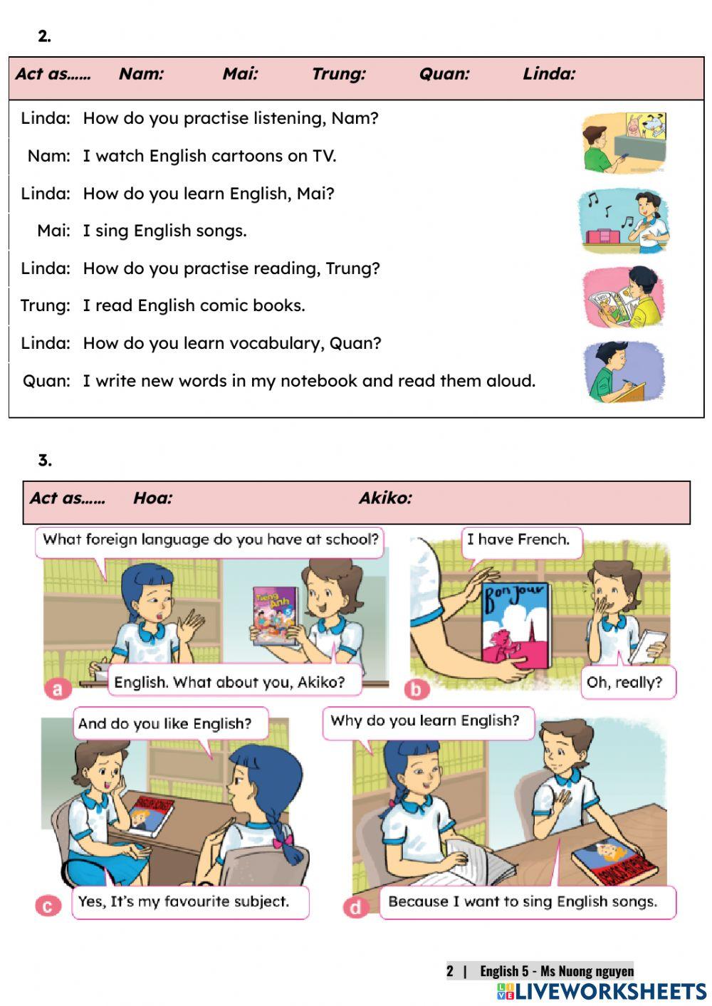 E5U7 (speaking) HOW DO YOU LEARN ENGLISH? -nuongnguyen