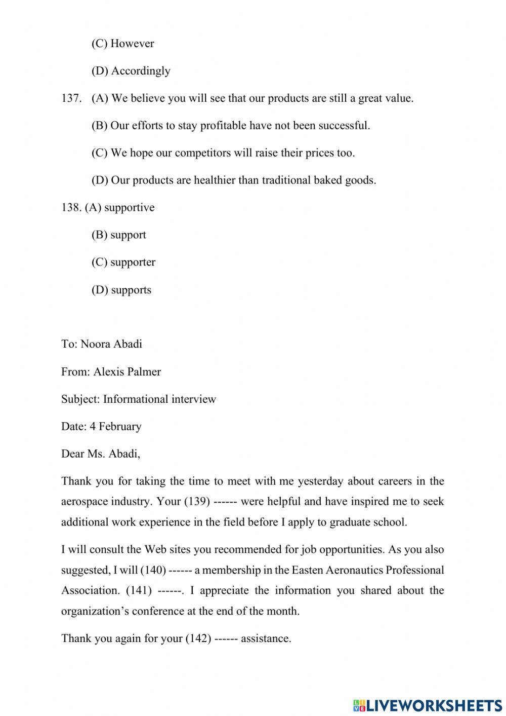 Practice test 1. part 6