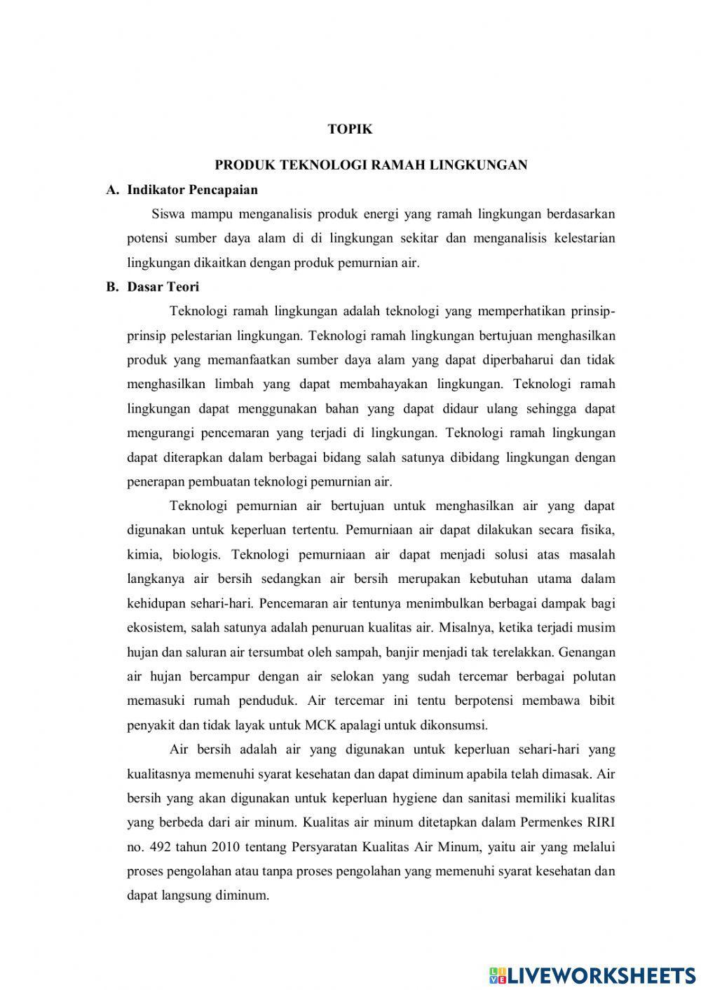 Buku petunjuk praktikum biologi kelas ix (teknologi ramah lingkungan)