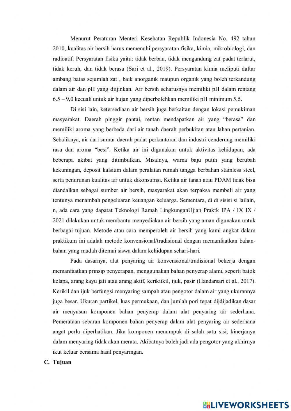 Buku petunjuk praktikum biologi kelas ix (teknologi ramah lingkungan)