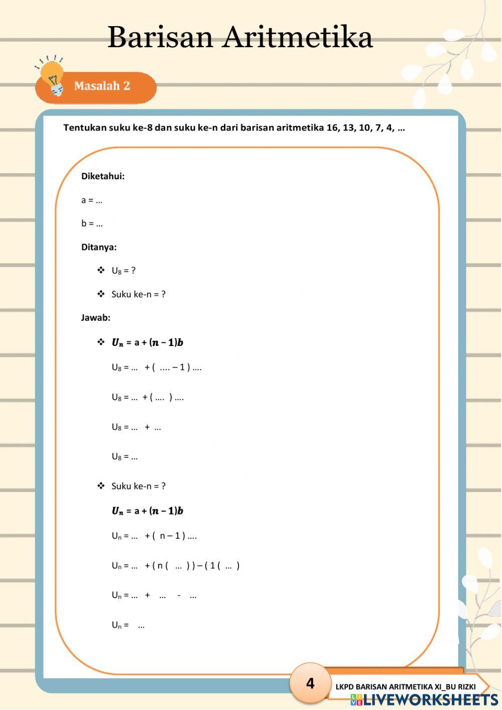 LKPD Barisan Aritmetika