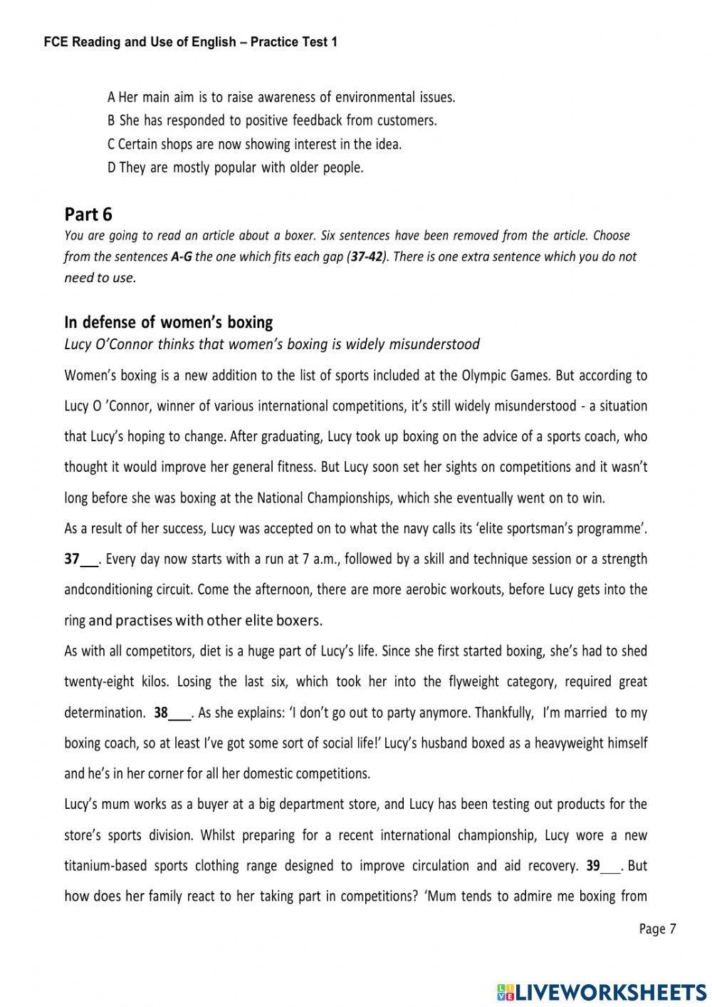 Reading and Use of Englisg FCE