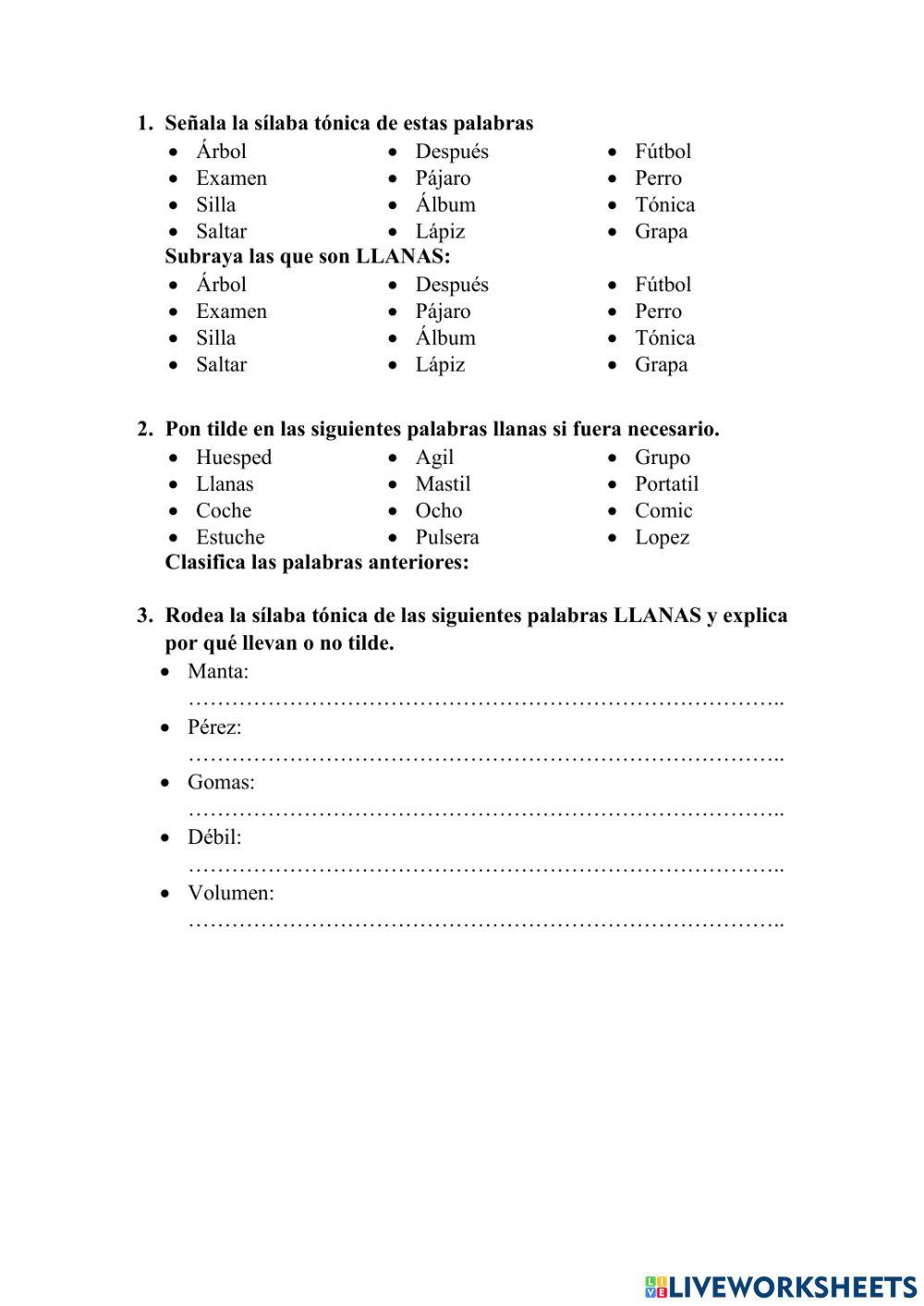 Ortografía-acentuación: llanas.