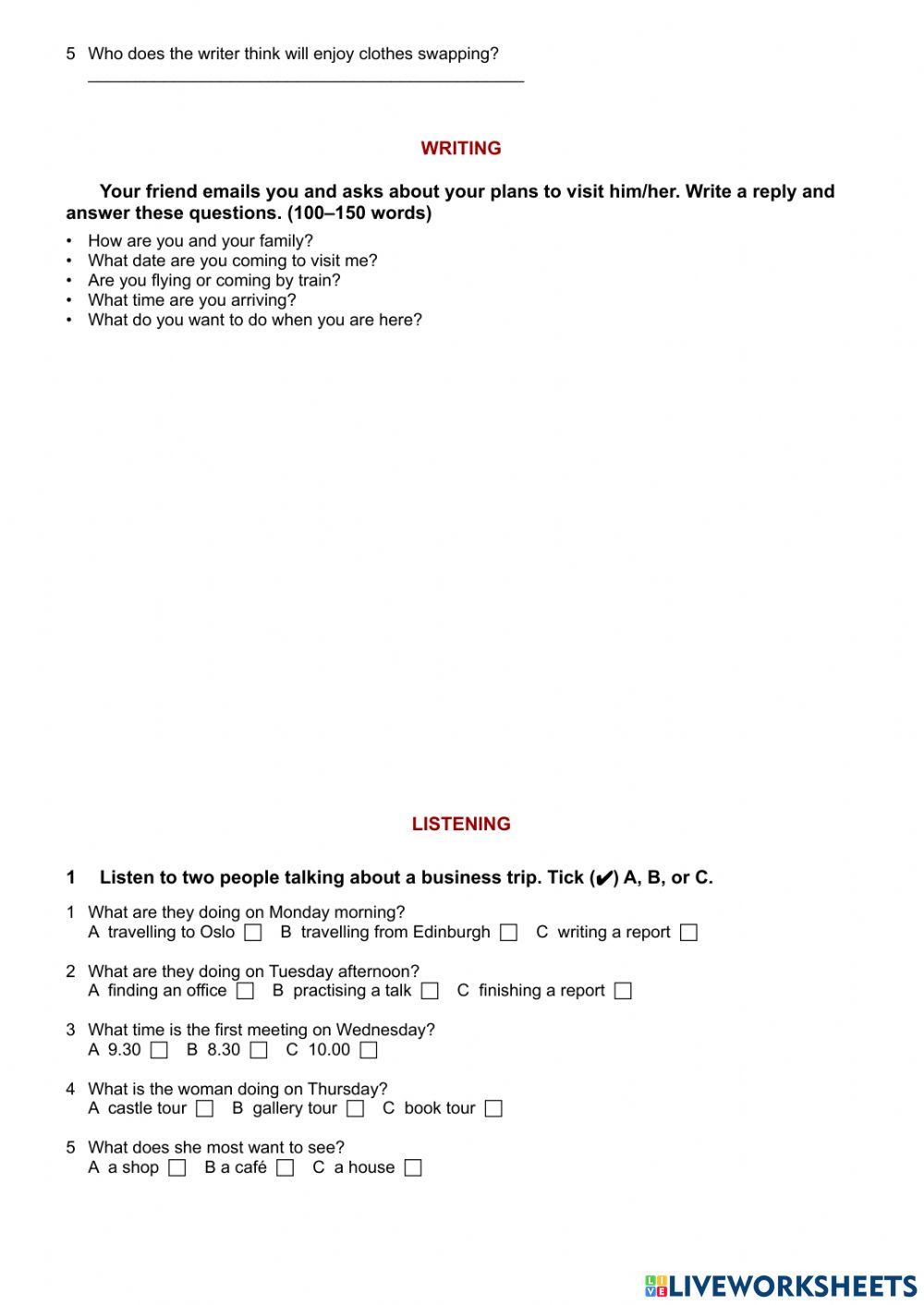 Test Units 1-2-3&4 - Pre-intermediate