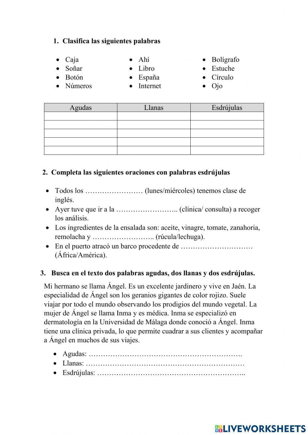 Ortografía-acentuación: agudas, llanas y esdrújulas