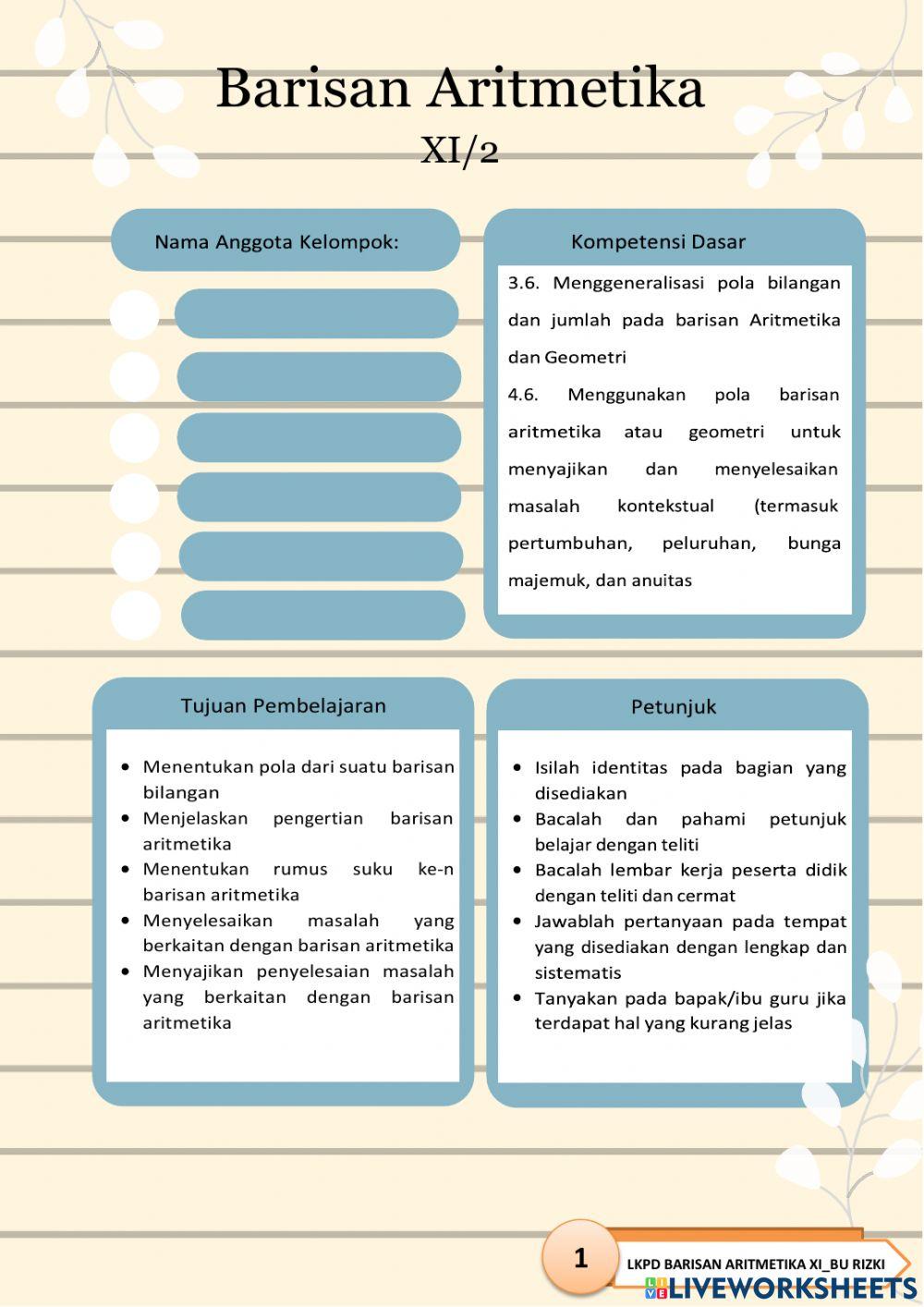 LKPD Barisan Aritmetika 2