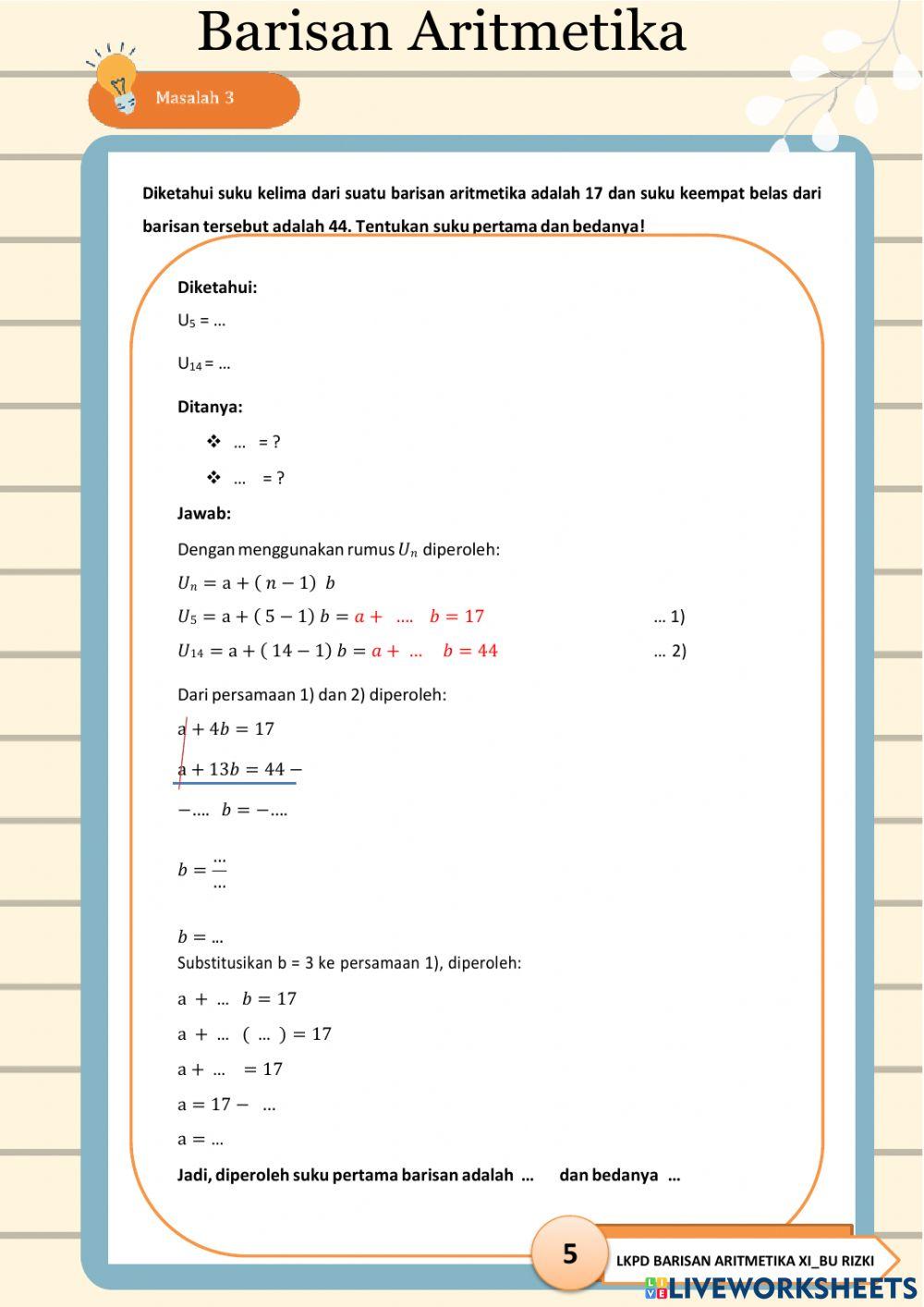 LKPD Barisan Aritmetika 3