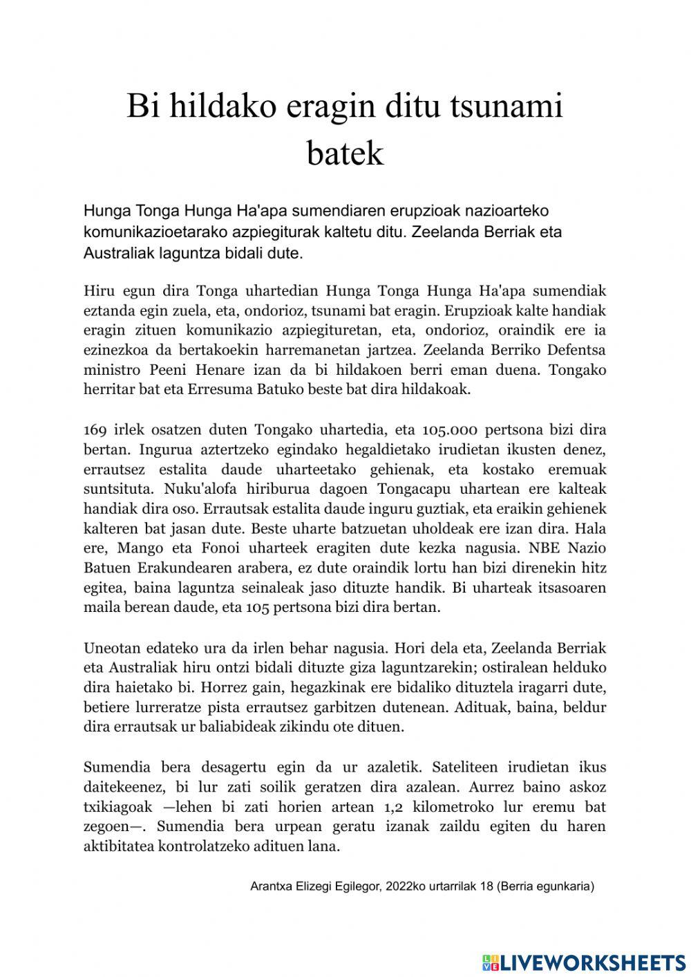 Tsunamia ozeanian irakurgaia