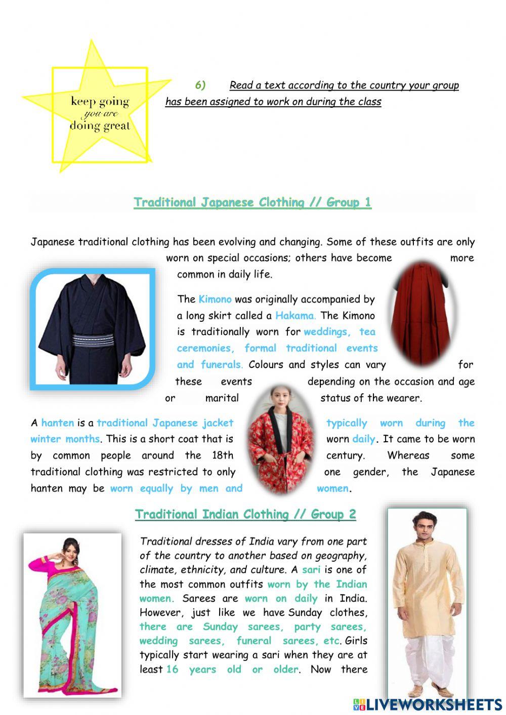 Traditional clothing around the world interactive worksheet