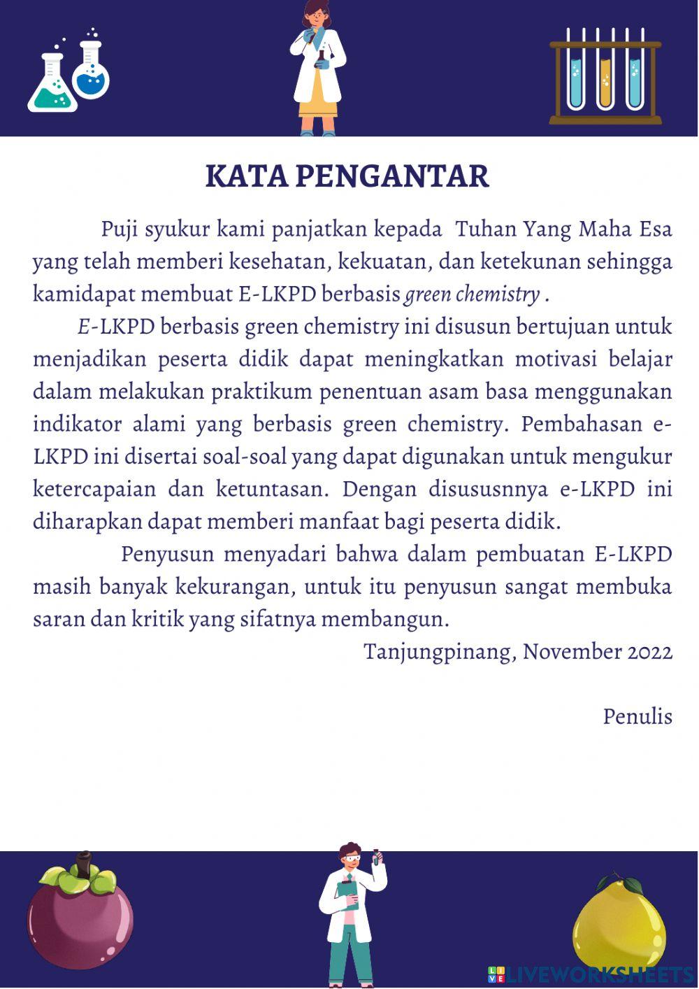 E-LKPD Praktikum Asam Basa berbasis Green Chemistry